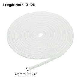 PATIKIL 4Mx6mm Round Braided Rope Fiberglass High Temperature Stove Gasket Seal for Boiler Furnace Oven Kiln Casting White