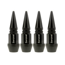 Senzeal 4X Long Impale Spike Style Polished Aluminum Tire Valve Stem Caps Black