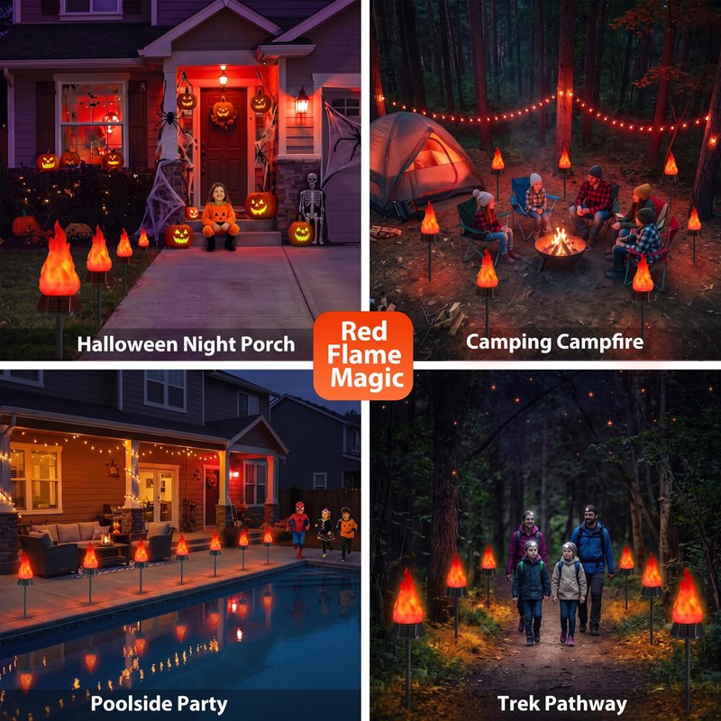 Solar Halloween Lights Outdoor, 4 Pack Solar Torch Light Waterproof