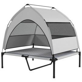 Light Gray Portable 36" X 29.5" X 35" Elevated Dog Bed with Removable Canopy Pet Cot Cooling Pad Storage Bag CampingColor: Light Gray Color