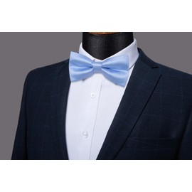 YourTies Blue Bow Ties for Men Bowties Pretied Baby Blue Solid Color Satin Bow Tie Formal Business Tuxedo Adjustable Bowtie for Wedding Party Sky Light Blue