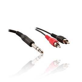 Pro Signal PSG03070 6.35mm (1/4") Stereo Jack Plug to 2x Phono (RCA) Plugs Lead, 1m Black