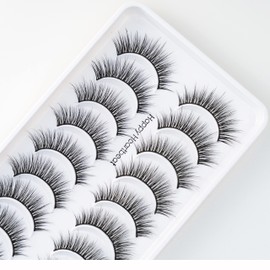 5D False Lashes Wispy Natural, Cat-Eye Short False Eyelashes, Supernatural Cross Fluffy Soft Reusable Faux Mink Lashes,10 Pairs|Happy Heartbeat (H3)