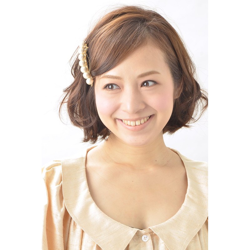 VingTAINE H-590 Cotton Pearl Barrette, Medium, Simple, Office, Hair Accessory