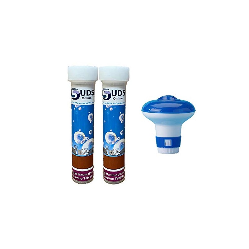 SUDS-ONLINE Floating Dispenser + 20 Ultimate Chlorine Tablets 20g Hot