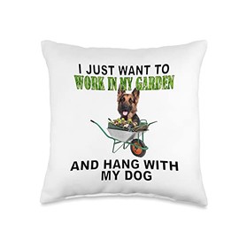 Work In My Garden & Hang W German Shepherd Throw Pillow