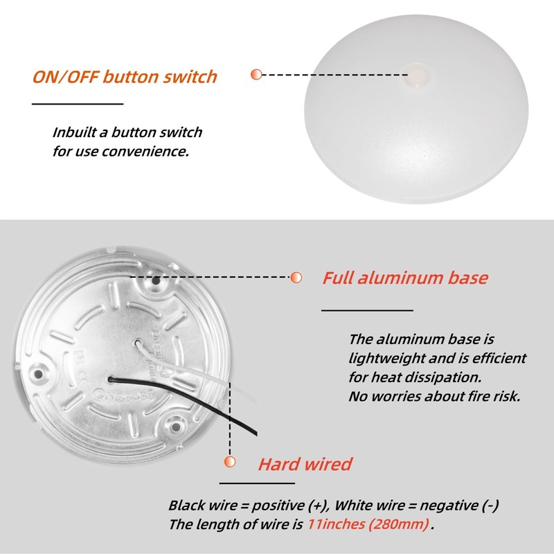 Dream lighting RV Lights LED Dome Light with Push Button
