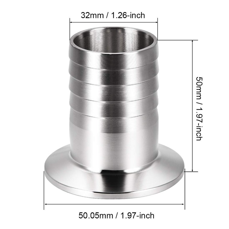 sourcing map Clamp Hose Adapter 1.988 Inch Flange to 1-1/4