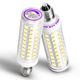 Bombillas LED E11 regulables, bombillas halógenas JDE11 de 120 V 75 W equivalentes a bombillas T3 T4 mini base JD E11, foco diurna 6000 K, color blanco, 7 W, 750 lm, E11 para candelabros, candelabros,