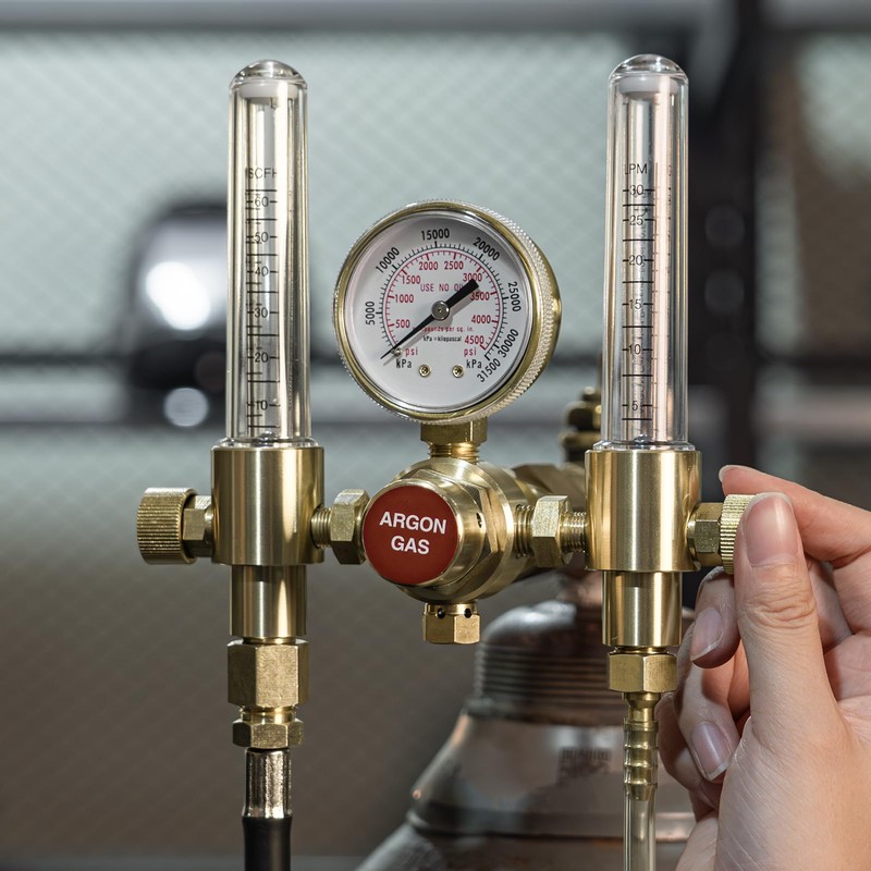 YESWELDER Dual Output Argon Regulator Flow Meter Mig Tig, 0-4500PSI,