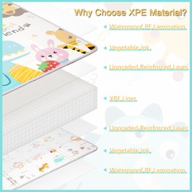 Baby Play Mats for Floor, 79" X 59" X 0.6" Foam Foldable Baby Play Mat Waterproof Reversible Playmats for Babies and Toddlers, Thicker Baby Crawling Mat for Infants Kids Indoor Activity Tummy Time