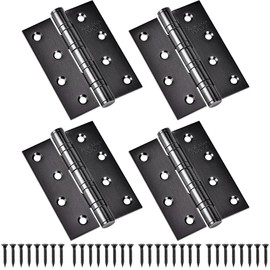 HATANSE Pack of 4 Stainless Steel Door Hinges Black 10 cm Large Heavy Duty Hinges Adjustable Furniture Fittings with Screws for Wooden Door Garden Gate Outdoor