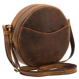 Visconti Small Leather Ava Moon Bag S43 Havana Tan