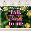 Withu Talk Thirty to Me Backdrop Green Tropical Leaf Pink