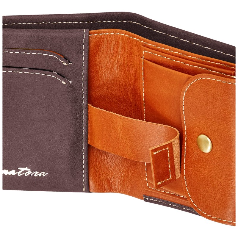 Hanatra M07-Black Italian Leather Bi-fold Wallet, Light and Small Wallet,