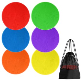 ZIECE 4.72inch 9inch Poly Spot Markers Non-Slip Rubber Floor Dots for Gym, 6/12/28 Pcs Flat Cones Agility Markers Poly Spots for Classroom Dance Sports Soccer Basketball Speed Agility Training