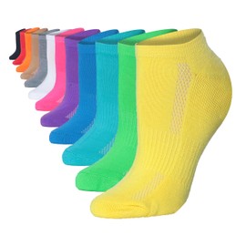 Tipi Toe Calcetines deportivos acolchados cómodos para correr para mujer (paquete de 12), Colores sólidos brillantes, 9-11