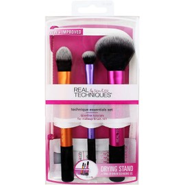 Real Techniques Technique Essentials 2.0 Makeup Brush Set, Purple, 3 pc. (RLT-1400)