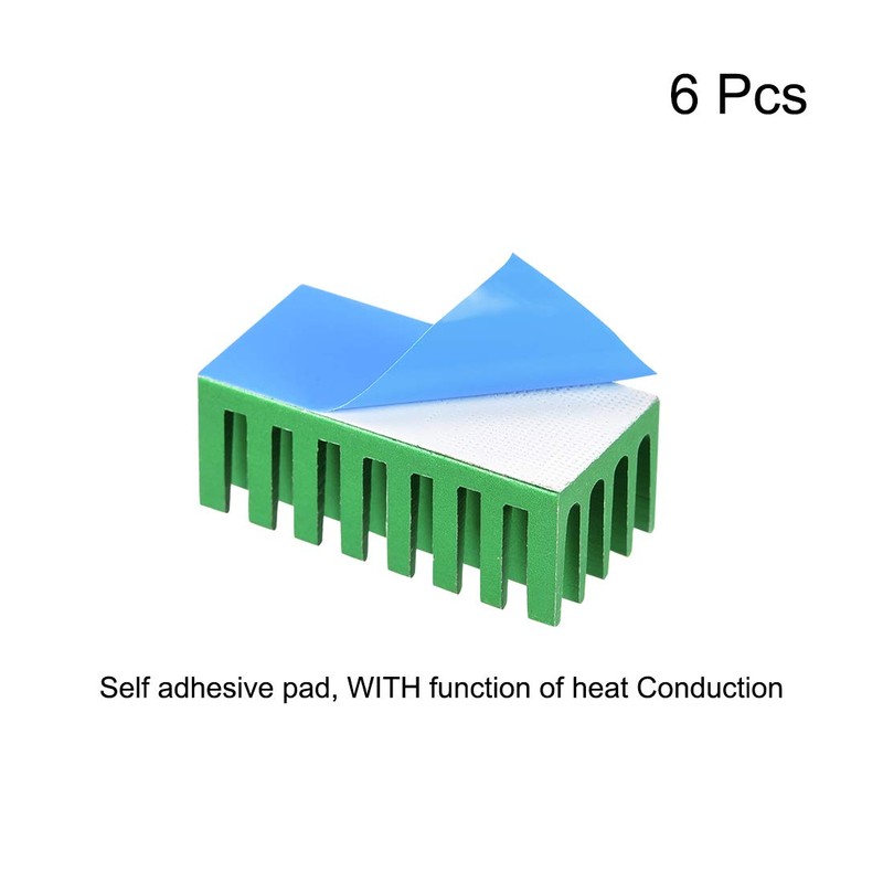 uxcell 11x28x14mm Green Aluminum Heatsink Thermal Adhesive Pad Cooler for