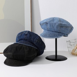 BSYLOO Beret Hat for Women,Denim Baker Hat Newsboy Cabbie Cap Peaky blinder hat for Women Girls