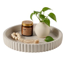 Round Decorative Tray for Coffee Table Decor, Table Centerpieces Decorative Trays for Home Decor Modern Decoration Circle Coffee Table Housewarming Gifts New Home Apartment Must Haves Essentials