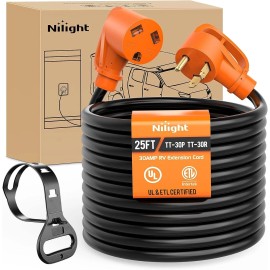 Nilight 30 Amp 25FT RV Extension Cord 125V Heavy Duty 10 Gauge Pure Copper