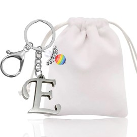 Metal Guardian Angel Keyring with A-Z Letters, Gift Guardian Angel Lucky Charm - Cute Angel with Heart as a Gift Idea for Girlfriend, d, Unit size