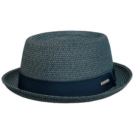 Stetson Ruviano Pork Pie Straw Hat - Mottled Hat - Trendy Summer Look - UV Protection 40+ for Men and Women - Spring/Summer, darkblue