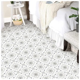 MORCART Peel and Stick Floor Tile - 20 PCS, 12" x 12" Vinyl Flooring - Waterproof Self-Adhesive Floor Tile for Wall Backsplashes, Bathroom, Kitchen - Gray Retro Design Look
