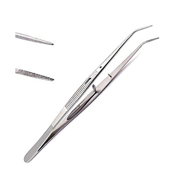 AAProTools Dental Cotton and Dressing Pliers Self-Locking Serrated Tips