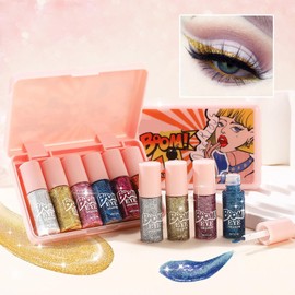 Glitter Liquid Eyeshadow - Shimmer Liquid Eyeshadow | High-Pigment Smudge-Proof Sparkly Eye Shadow Beauty Supplies for Daily Festival Cosplay Photoshoot