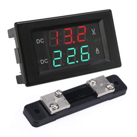 DROK 0.39" Current Voltage Tester DC 4.5-100V Digital Multimeter 0-50A Voltage Ammeter Red and Green Dual LED Display Car Panel