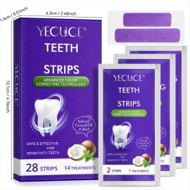 Teeth Whitening Strips Coconut & Peppermint Oil – Daily Use Teeth Brightening Strips for Home Oral Care, Whitening Kit for Cleaner Looking Smile