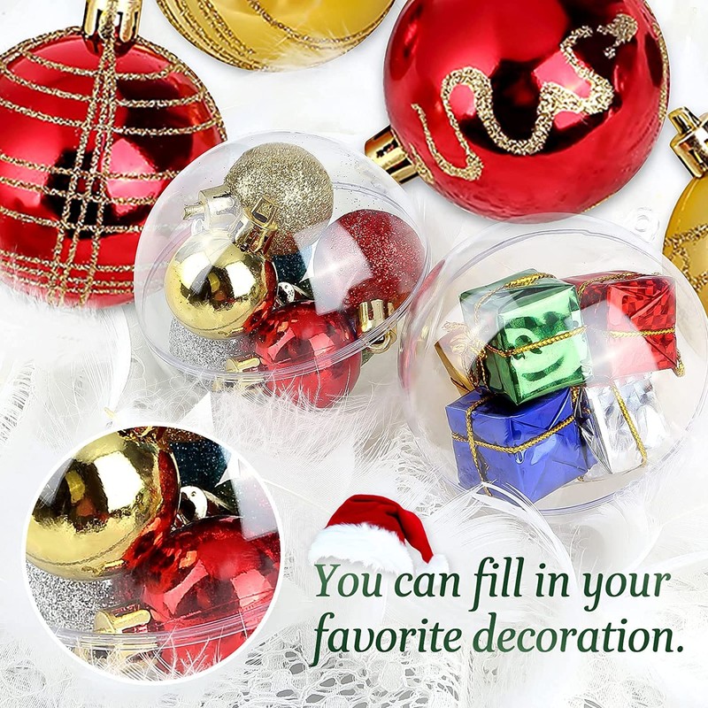 5cm 20pcs Christmas Baubles Clear Fillable Christmas Ball Xmas Decor
