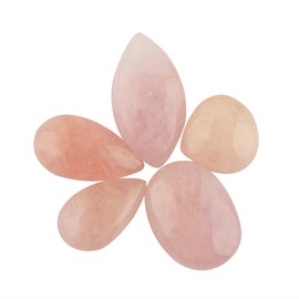 CRYSTALIS Wholesale 5pcs Natural Morganite Loose Gemstone Bulk Cabochons Jewelry Making Supply, Chakra & Healing Polished Stones, Wire Wrapping, DIY, Gem Collection