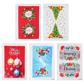 BRTNUP Christmas Towels, 5 Pieces Christmas Kitchen Dish Towel Set Hand Towels Sets Holiday Tea Towels for Christmas Home Kitchen Decoration (40x60 cm)