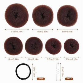 Nivofu Hair Donut Bun Maker Set, 7 Piezas Hair Bun Donut y 20 broches de bobby y 5 bandas elásticas para el pelo, para Completar Diferentes Tipos de M