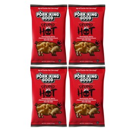 Pork King Good Stupid Hot Pork Rinds - (4 Pack) Low Carb, Keto Diet Friendly Snack - Extremely Spicy Chicharrones