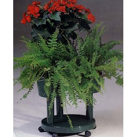 Plant Stand Three Flower Pots or Containers, Modular, Green, Italian, Wheels