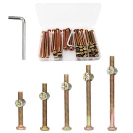 cSeao Crib Screws Hardware Replacement Kit, 18-Set M6x40mm/ 50mm/ 60mm/ 70mm/ 80mm Hex Drive Socket Cap Screws Barrel Nuts Assortment Kit for Beds Headboards Chairs Furniture