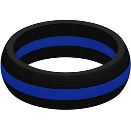 SayitBands Thin Blue Line Silicone Ring Size 12