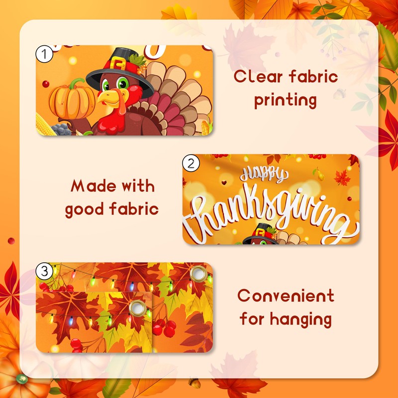 Happy Thanksgiving Banner Extra Large 72x44 Inch, Thanksgiving Backdrop for