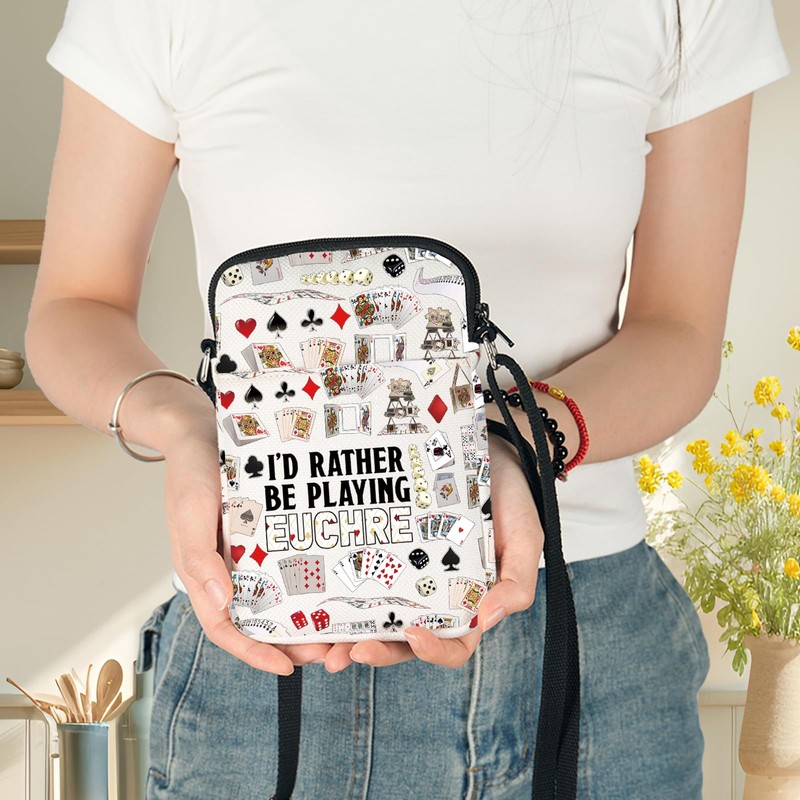 WZMPA Funny Euchre Crossbody Bag Euchre Game Lover Gift I'd