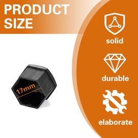 JEYORZY 20 x Wheel Bolt Caps, 17 mm Wheel Nut Caps, Hexagonal Tyre Nut Covers, with 1 Removal Tool, Cover Caps for Wheel Bolts, Universal Wheel Nuts, Wheel Bolt Caps (Black)