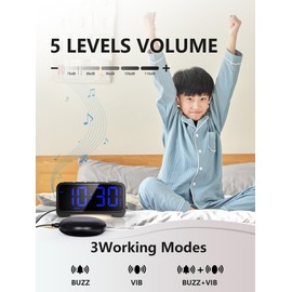 Wake-Up Alarm Clock with Bed Shaker for Heavy Sleepers, Vibrating & Sound Modes, Dual Alarms, USB Charging, Snooze, Battery Backup, Ideal for Teens, Seniors, Dorm, Hearing Impaired