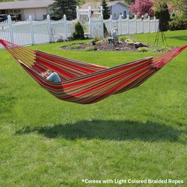 Castaway Living Large Red Multicolor Stripe Brazilian Double Hammock with Matching Storage Bag, Designed in The USA, Perfect for Backyard, Patio, Bedroom, Beach & More