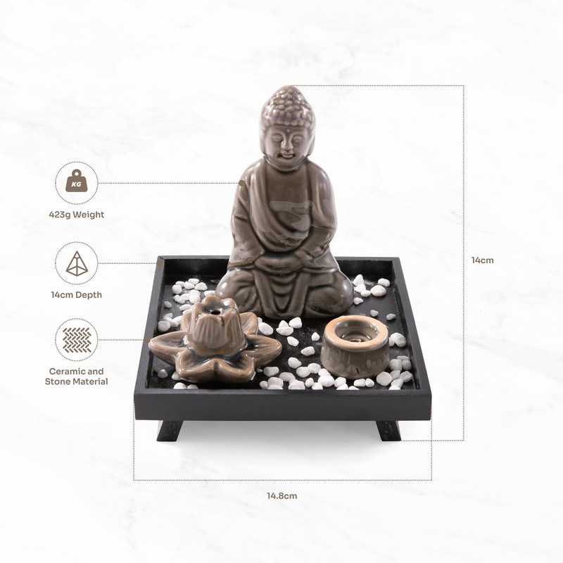 Myga Buddha Incense Burner - Ceramic Incense Holder for Sticks