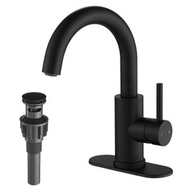 VOTON Bar Sink Faucet, Bathroom Kitchen 360° Rotatable Faucet, Matte Black Single Hole Bathroom Faucets Modern Small Mini Kitchen Bath Utility Vanity Outdoor Lavatory Faucets