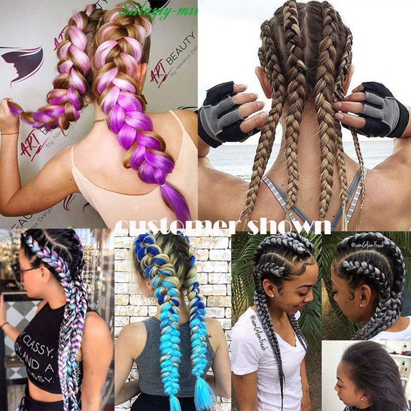 Hair Extensions 60 cm Crochet Braids Two Tone Ombre Braiding