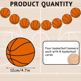 4 Pieces Basketball Party Decorations Banners Supplies Sports Basketball Themed Banner Sports Basketball Game Party Decorations B-day Photo Prop Pennant Supplies